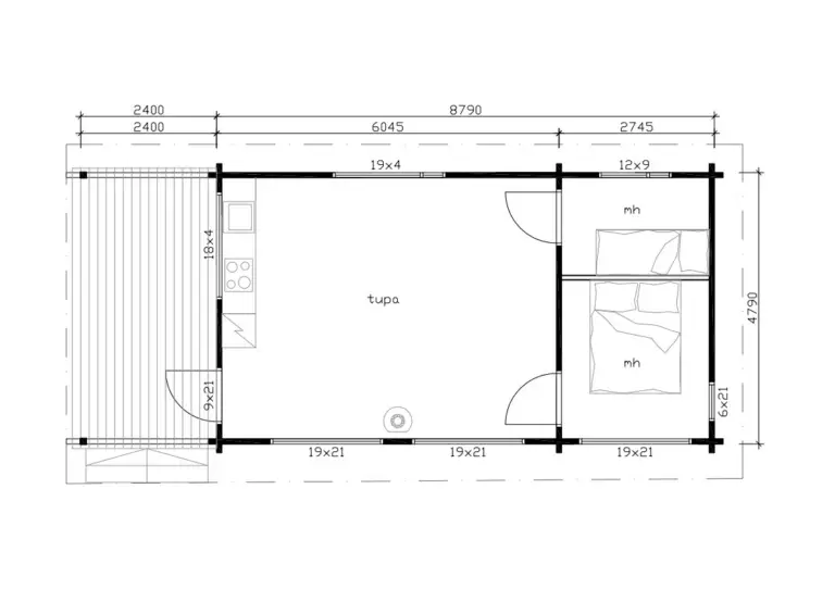 Hirsimökki 42 pohjakuva