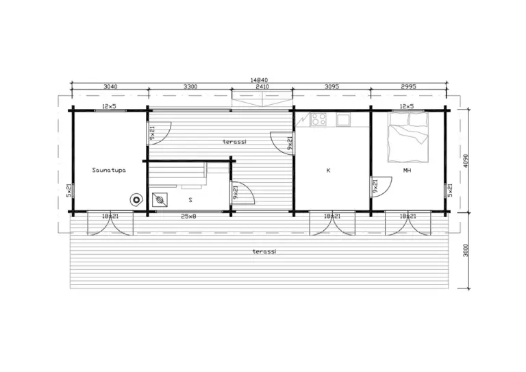 Hirsimökki 44 pohjakuva