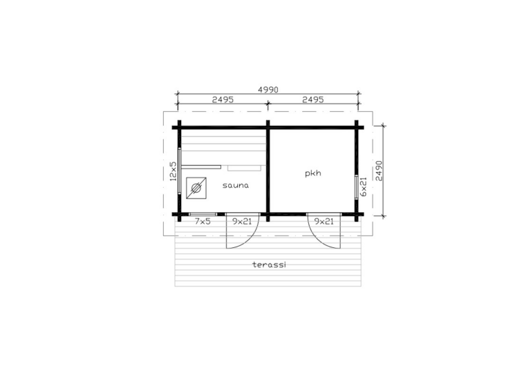 Valmismökki 12 pohjakuva